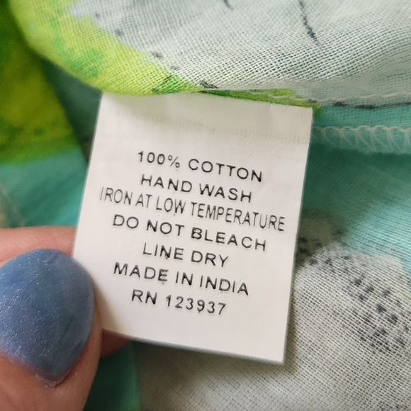 NWT Debbie Katz South Beach Blue Floral Tunic Cover Up Cotton Tropical Dress S - Picture 12 of 14